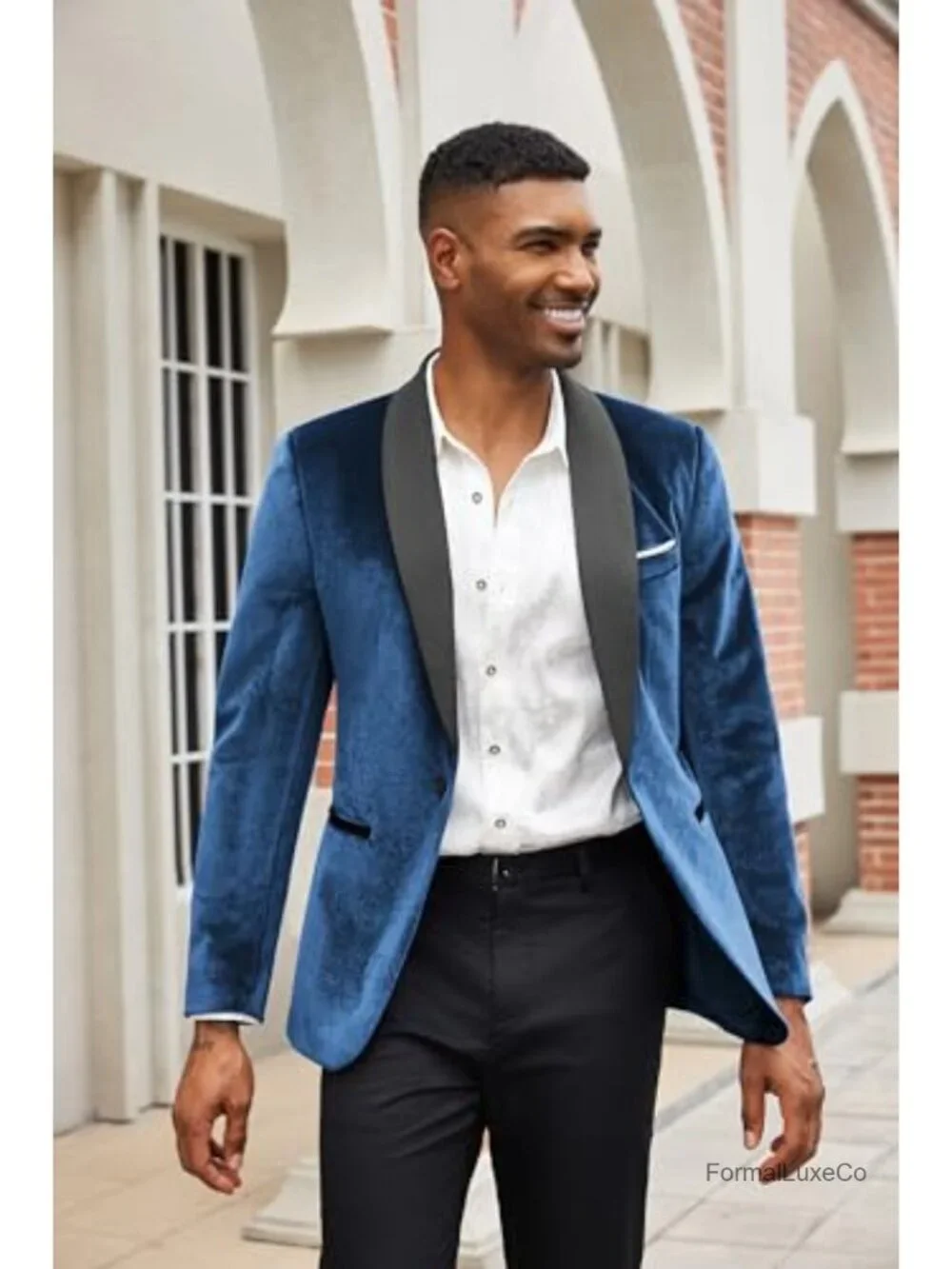 Men's Velvet Tuxedo Jacket One Button Slim Fit Shawl Collar Wedding Blazer